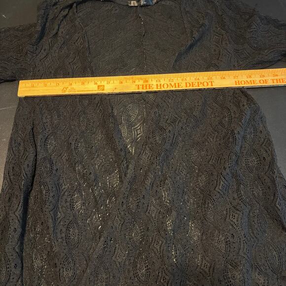 BKE Boutique Black Lace Kimono Cardigan Medium Sheer Boho Open Front - Picture 5 of 5